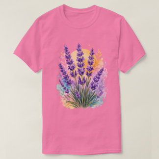 Lavendelkvist Vattenfärg Blommig T-Shirt