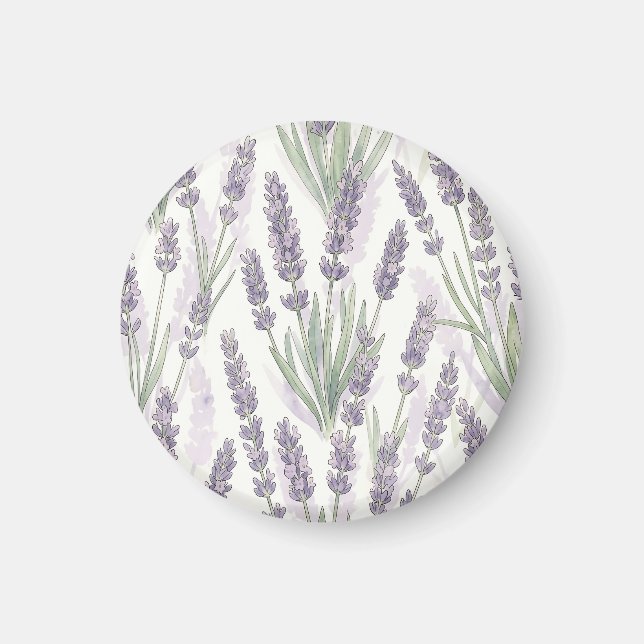 Lavendelkvistar Vattenfärg Botaniskt Mönster Magnet (Framsidan)
