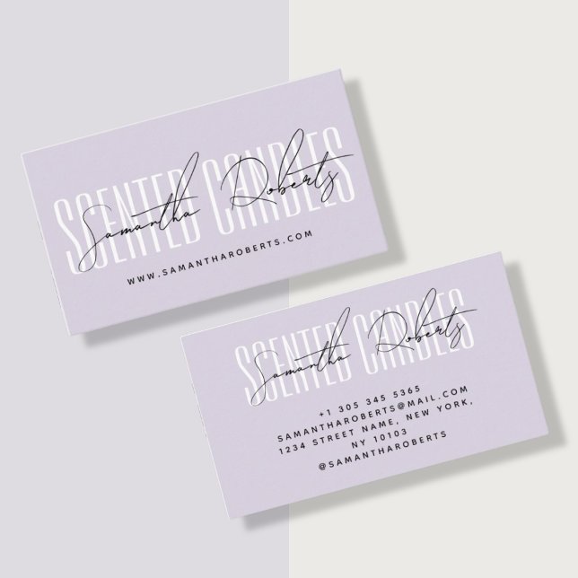 Lavendelmakare, modern typografi, manuslavender visitkort (Skapare uppladdad)