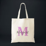 Lavendelmonogram Svart Skript Namn Totebag Tygkasse<br><div class="desc">Lavendelmonogram Svart Skript Namn Totebag. Kan ges som present till familj och vänner på deras födelsedag och jul.</div>