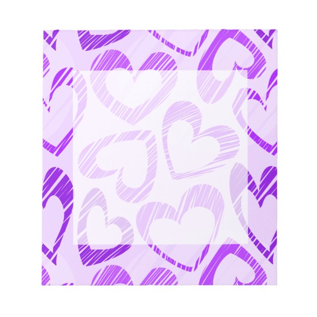 Lavendelns Lila Cute Sketch Heart Mönster Anteckningsblock (Framsida)