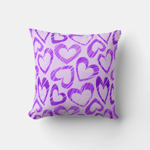 Lavendelns Lila Cute Sketch Heart Mönster Kudde