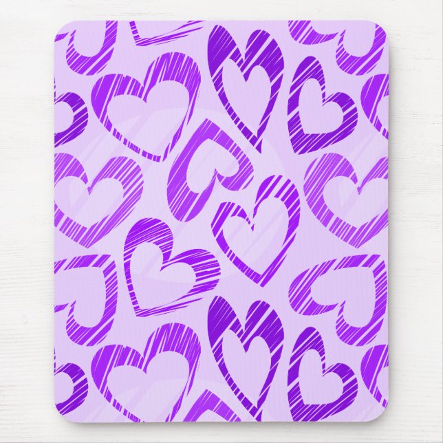 Lavendelns Lila Cute Sketch Heart Mönster Musmatta (Framsidan)