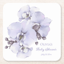 Lavendelorkidé Baby Shower Coasters - Blommig Baby