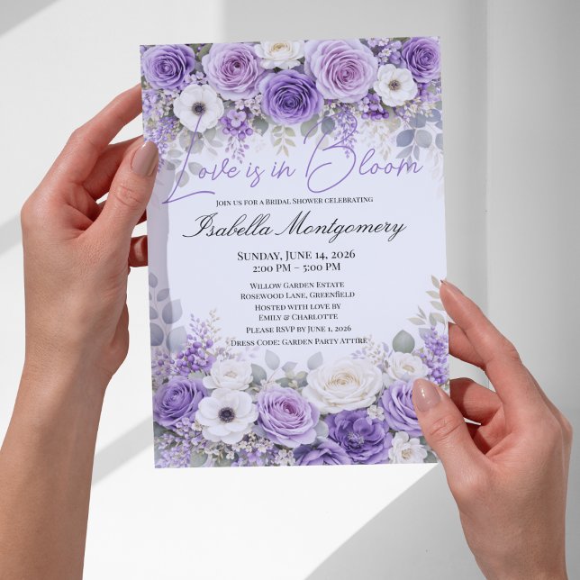 Lavendelpalett Kärlek är i blom Bröllopsdusch Inbjudningar (Lavender Palette Love Is in Bloom Bridal Shower Invitations
)