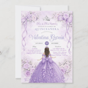 Lavendelprinsessa Quinceañera Lila Silver Inbjudningar