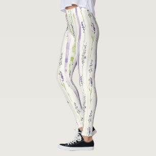 Lavendelränder Blommig   Leggings