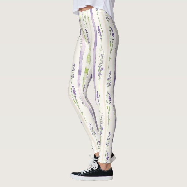 Lavendelränder Blommig   Leggings (Vänster)