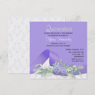 Lavendelrosor Quinceañera födelsedagsinbjudan Inbjudningar