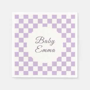 Lavendelrutig Baby Emma Baby Shower Pappersservett