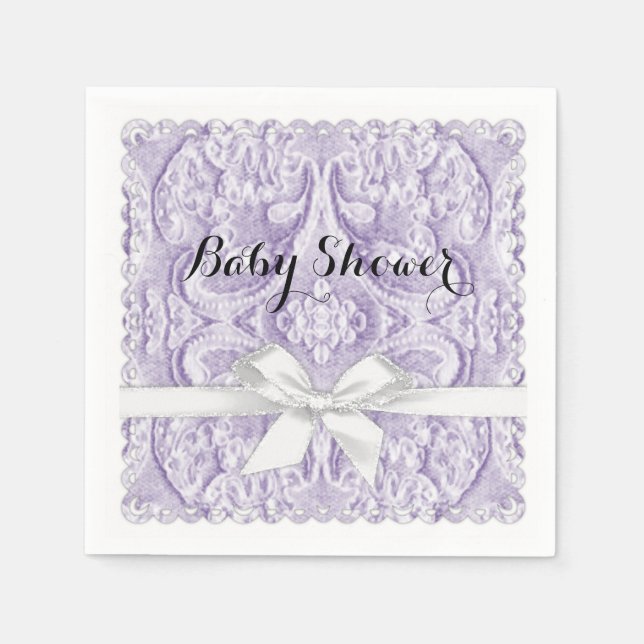 Lavendelspets med band pappersservett (Framsidan)