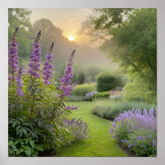 Lavendeltuinen vid soluppgången – Fridfull blomste Poster