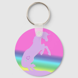 LavendelUnicornSilhouette (regnbågebakgrund) Nyckelring