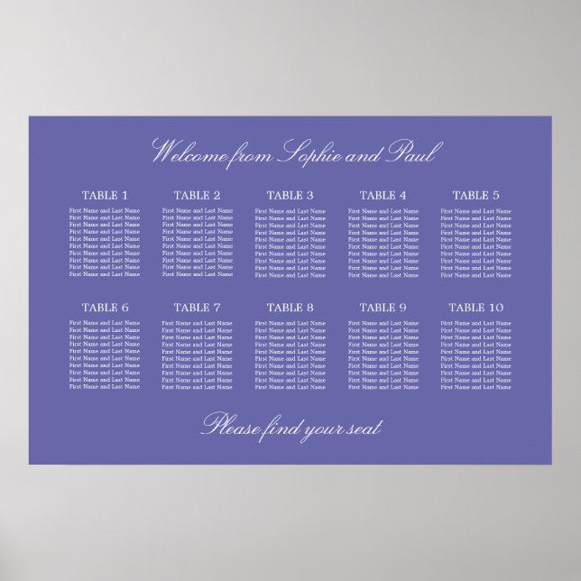 Lavender 10 Bröllop-sätesdiagram Poster (Framsidan)