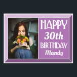 Lavender 30th Art Deco Birthday Photo Poster<br><div class="desc">Dekorera party med det här Lavender 30:e Art Deco Birthday Photo Poster. Anpassa med födelsedagskalans ålder,  namn och favoritfoto. Den har ett modernt konsdeco-teckensnitt med en snyggt avfasad gräns.</div>