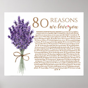 Lavender 80 skäl att vi kärlek din mormor födelsed poster