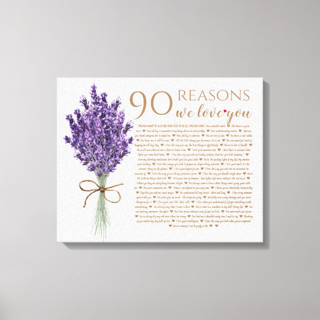 Lavender 90 skäl till att vi kärlek din mormor-föd canvastryck (Framsida)