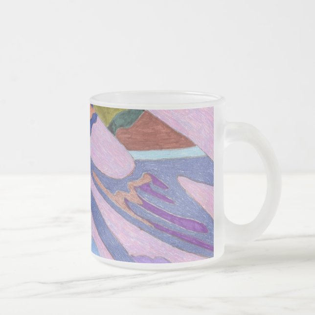"Lavender" Abstrakt Art Frostad Glasmugg (Höger)