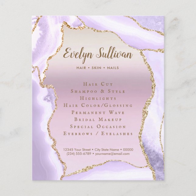 Lavender Agate Faux Pearlescent Foil Flyer (Framsidan)