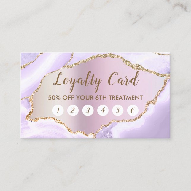 Lavender Agate Faux Pearlescent Foil Loyalty Card Visitkort (Framsida)