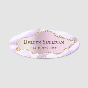 Lavender Agate Faux Pearlescent Foil Namnbricka