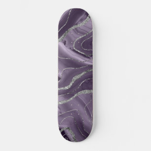 Lavender Agate Silver Glitter Glam #1 Mini Skateboard Bräda 18,5 Cm