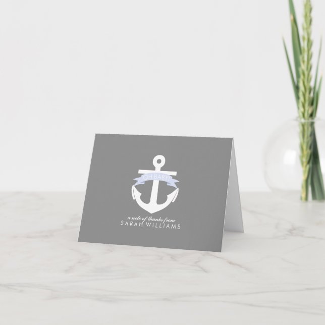 Lavender Anchor Nautical Baby Shower Tack Kort (Framsida)