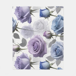 Lavender And Blue Roses Set On A Cloudy Gray Fleecefilt