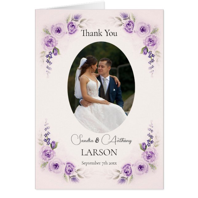 Lavender and Blush Photo Wedding OBS Kort (Framsidan)