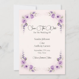 Lavender and Blush Rose Save The Date Spara Datumet