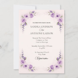 Lavender and Blush Rose Wedding Invitation Inbjudningar