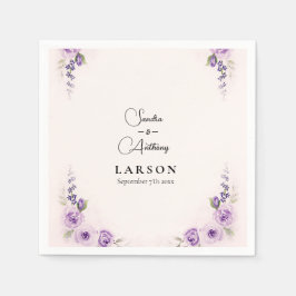 Lavender and Blush Rose Wedding Napkins Pappersservett