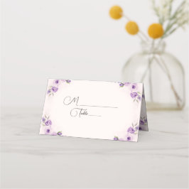 Lavender and Blush Rose Wedding Place Card Placeringskort