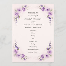 Lavender and Blush Rose Wedding Program