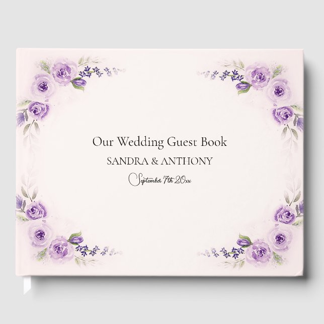Lavender and Blush Wedding Guest Book Gästböcker (Framsida)