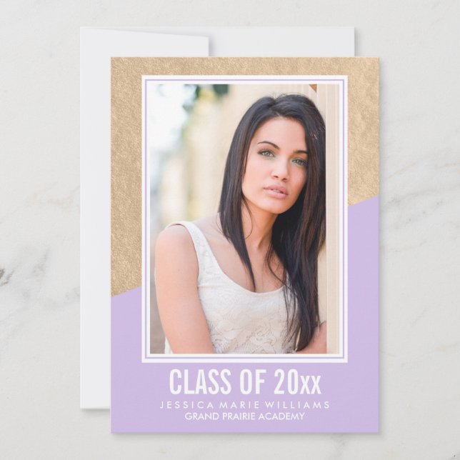 Lavender and Gold Foil| Studentkort Inbjudningar (Framsida)