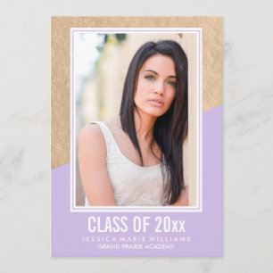 Lavender and Gold Foil Studentkort Inbjudningar