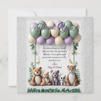 Lavender and Green Baby Shower Flat Thank You Card Tack Kort