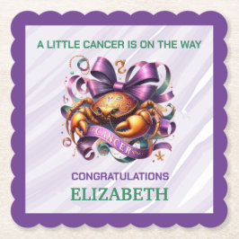 Lavender and Green Cancer Zodiac Baby Shower Underlägg Papper