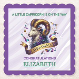 Lavender and Green Capricorn Zodiac Baby Shower Underlägg Papper