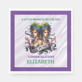Lavender and Green Gemini Zodiac Baby Shower Pappersservett