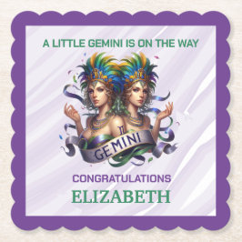 Lavender and Green Gemini Zodiac Baby Shower Underlägg Papper