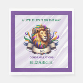 Lavender and Green Leo Zodiac Baby Shower Pappersservett