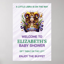 Lavender and Green Libra Zodiac Baby Shower Poster