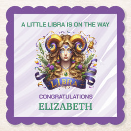 Lavender and Green Libra Zodiac Baby Shower Underlägg Papper
