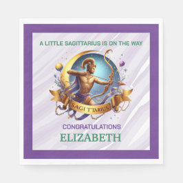 Lavender and Green Sagittarius Zodiac Baby Shower Pappersservett