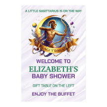 Lavender and Green Sagittarius Zodiac Baby Shower