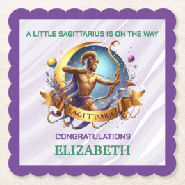 Lavender and Green Sagittarius Zodiac Baby Shower Underlägg Papper