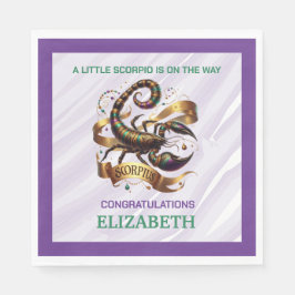 Lavender and Green Scorpio Zodiac Baby Shower Pappersservett