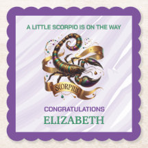 Lavender and Green Scorpio Zodiac Baby Shower